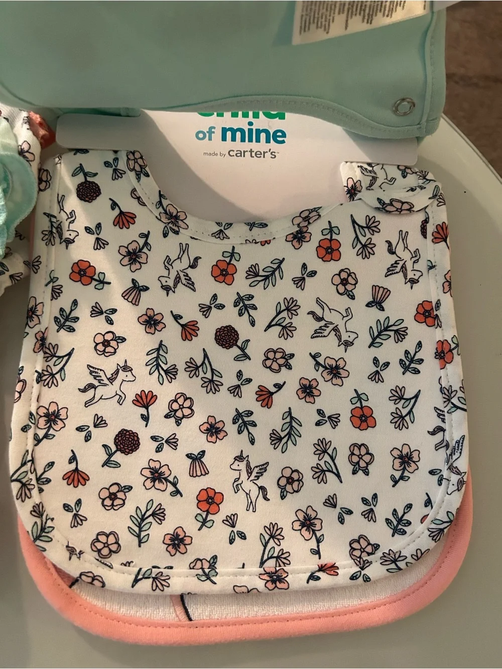Child of Mine by Carter's Mint Green Baby Bib and Onesie Set